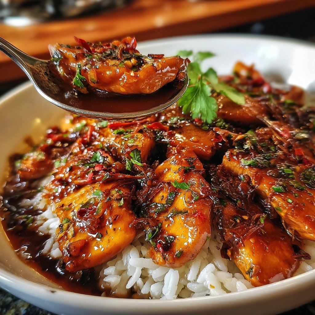 Caramelised Soy Chicken in Garlic Ginger Broth with Rice