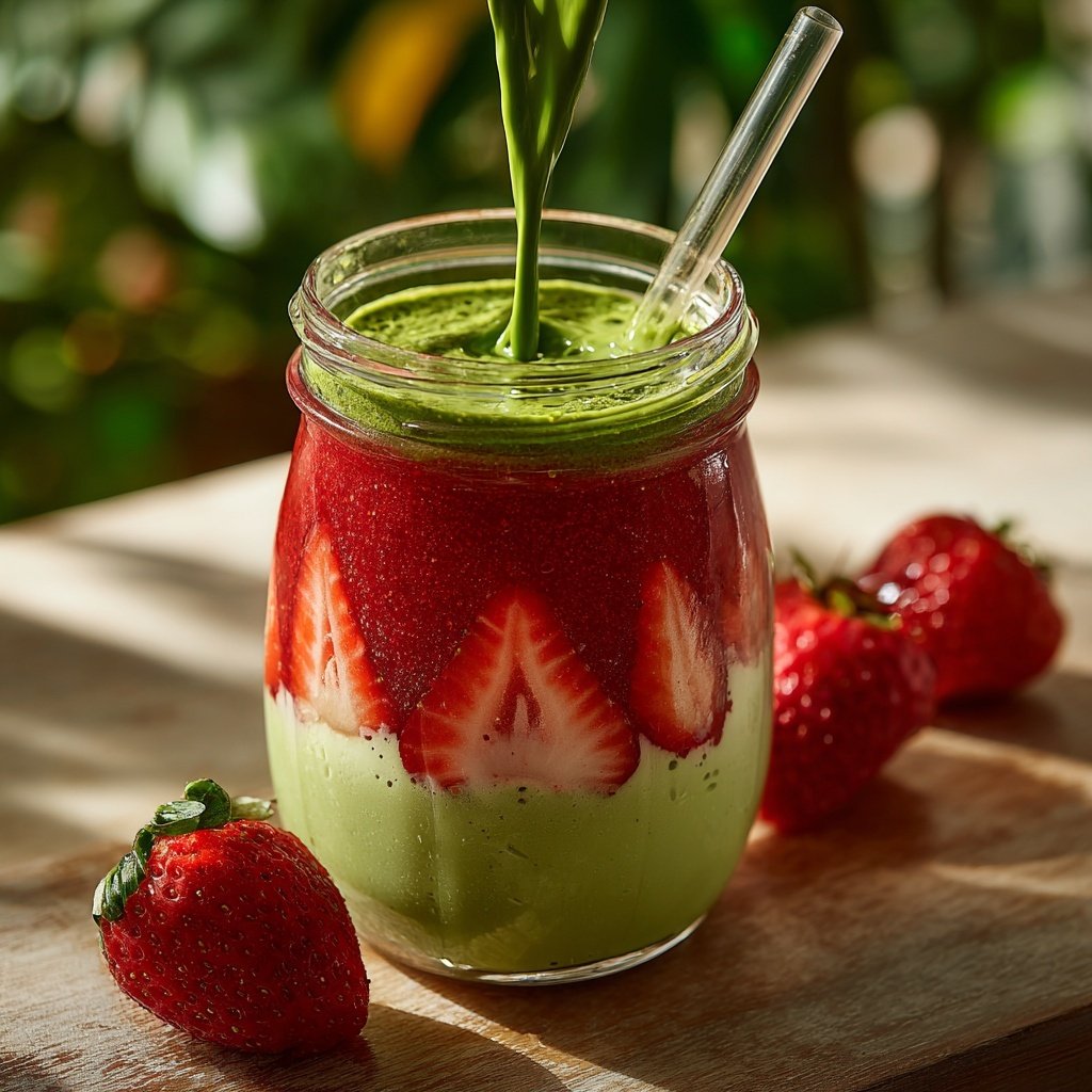 Homemade Strawberry Matcha Drink