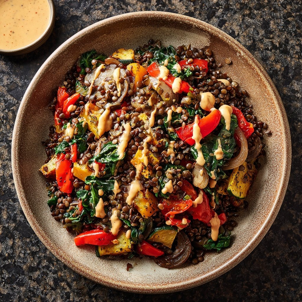 Roasted Veggie Lentil Grain Bowl