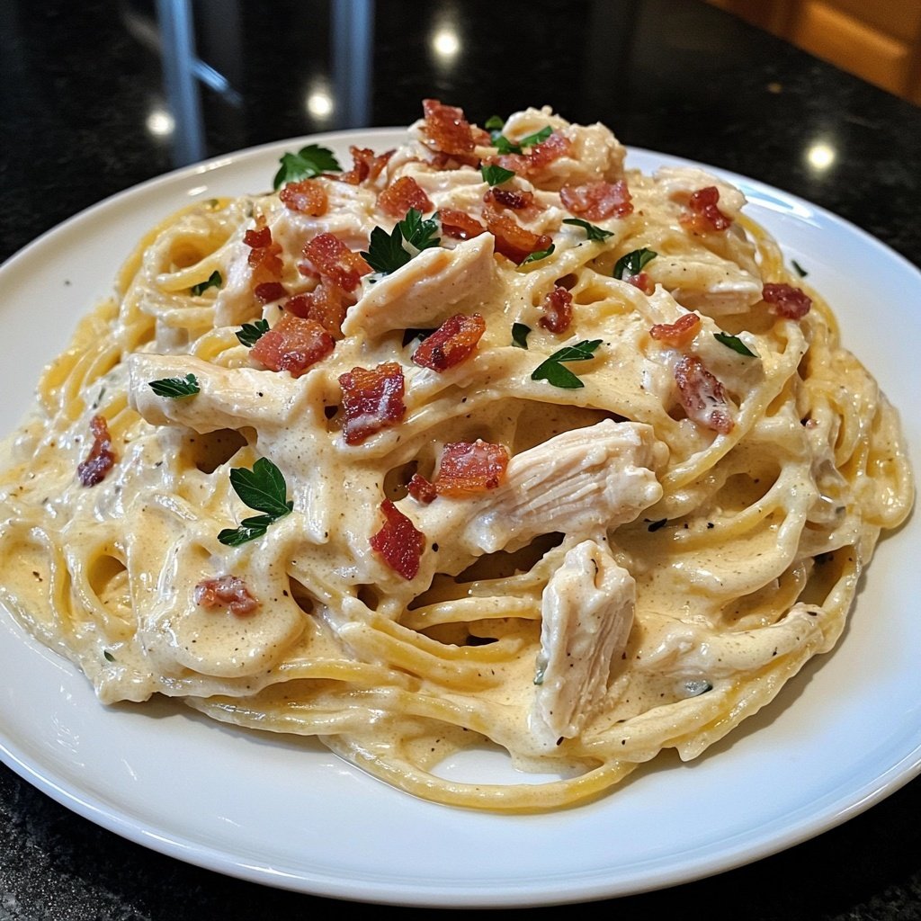 Creamy Chicken Bacon Ranch Pasta
